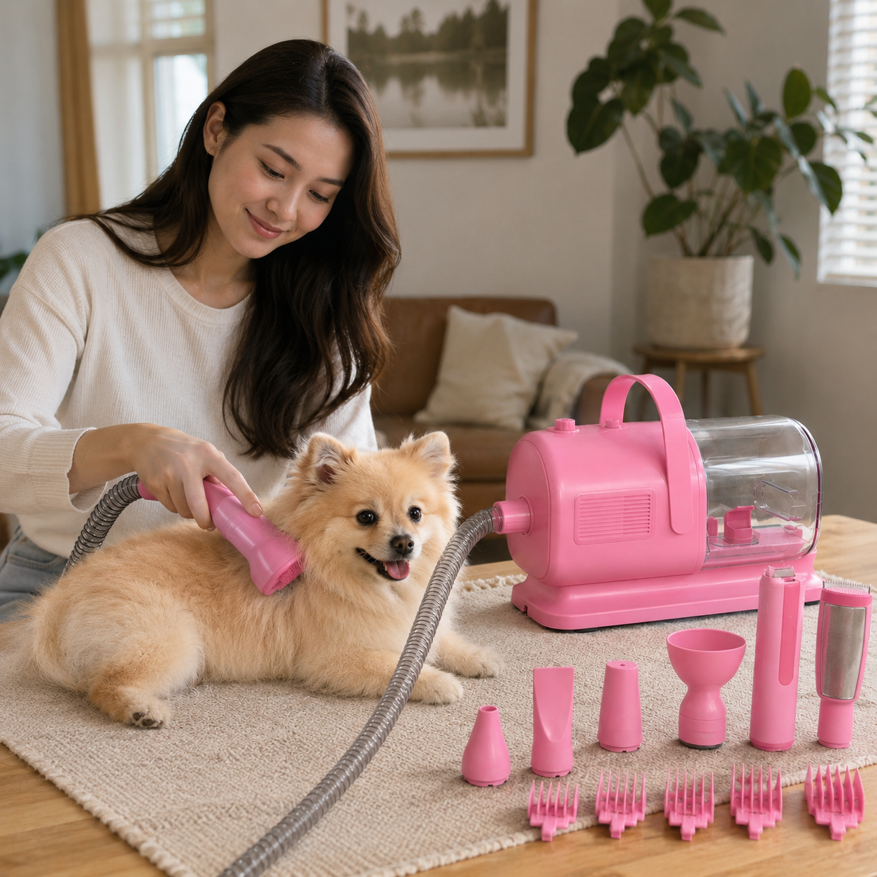 9 in 1 Pet Grooming Vacuum and Dryer Kit with Clippers and Adjustable Controls
