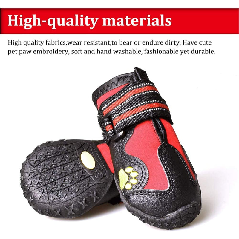 Dog Boots For Dogs Non-Slip, Waterproof Dog Booties For Outdoor, Dog Shoes For Medium To Large Dogs 4pcs With Rugged Sole-Paw Print Pad