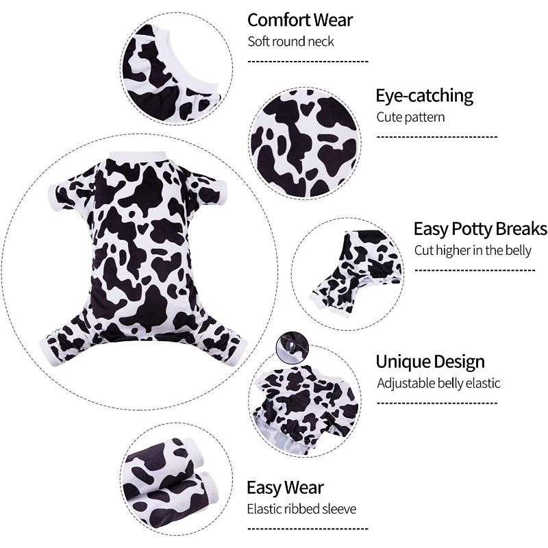 Cow Dog Pajamas Soft Puppy Pjs For Small Dogs-Paw Print Pad