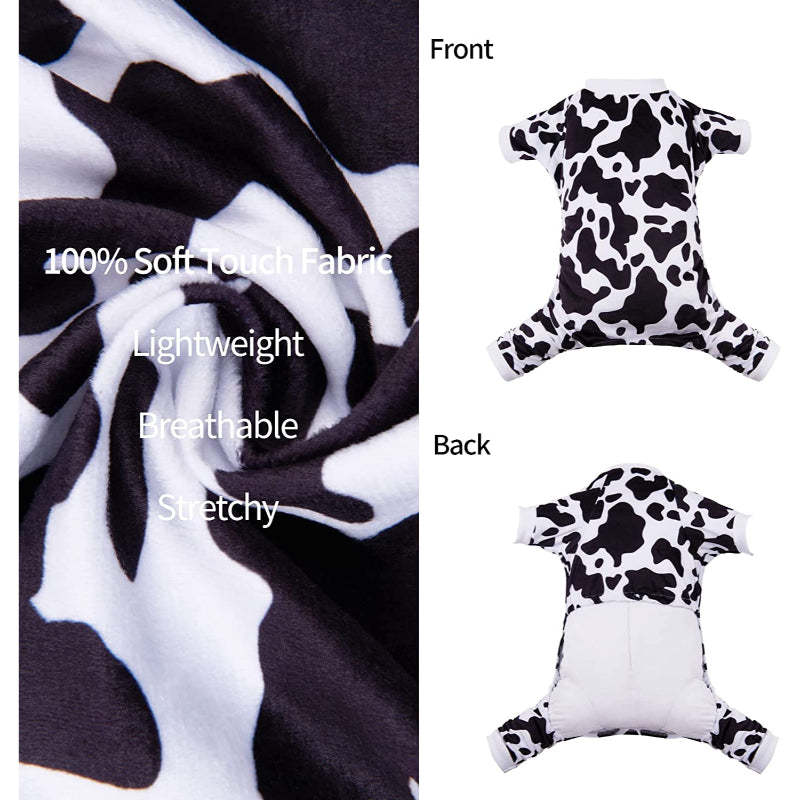 Cow Dog Pajamas Soft Puppy Pjs For Small Dogs-Paw Print Pad