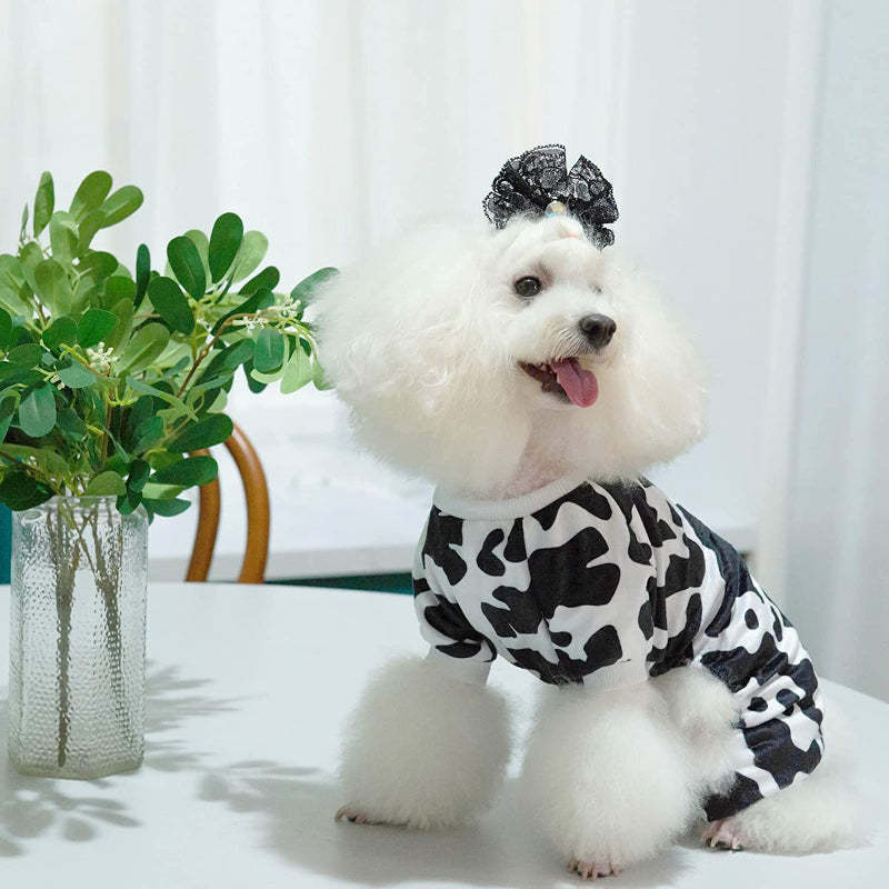 Cow Dog Pajamas Soft Puppy Pjs For Small Dogs-Paw Print Pad