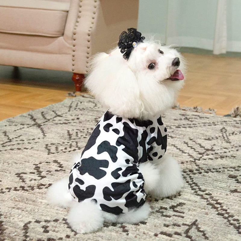 Cow Dog Pajamas Soft Puppy Pjs For Small Dogs-Paw Print Pad
