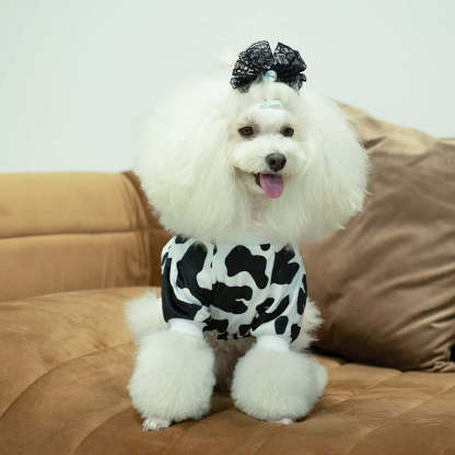Cow Dog Pajamas Soft Puppy Pjs For Small Dogs-Paw Print Pad