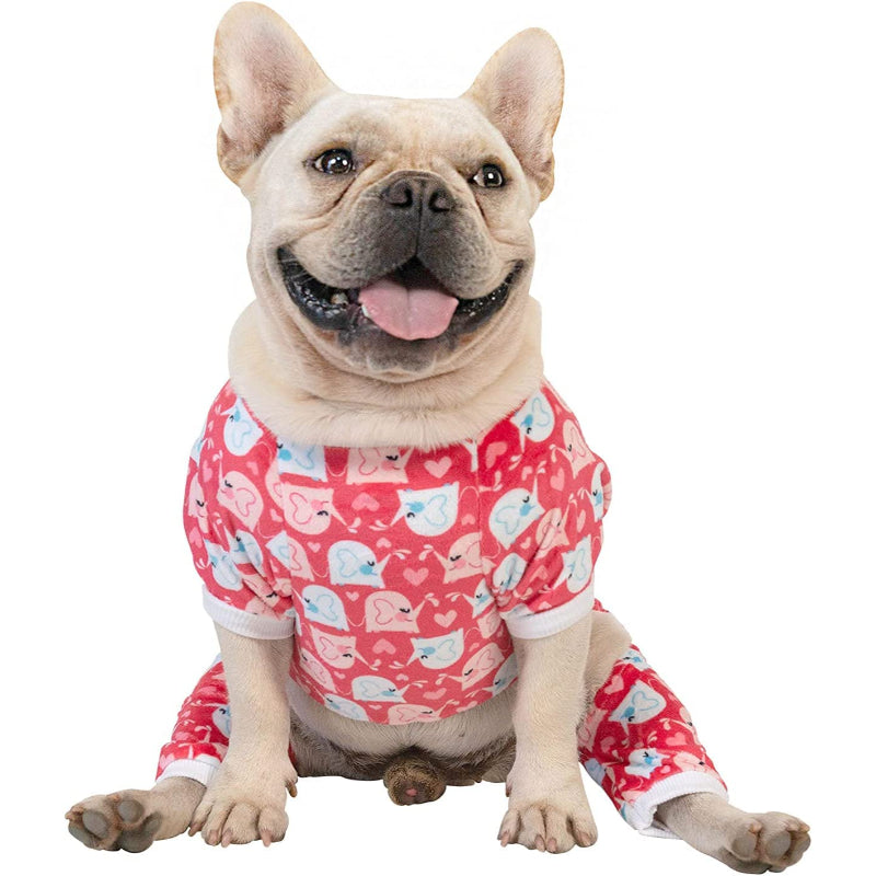 Dog Pyjamas Cat Clothes Pet Soft Onesie For Small Dogs-Paw Print Pad