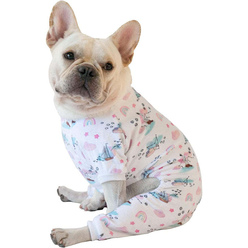 Dog Pajamas Clothes Soft Onesie For Small Dogs-Paw Print Pad