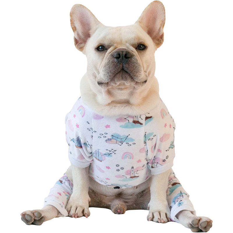 Dog Pajamas Clothes Soft Onesie For Small Dogs-Paw Print Pad
