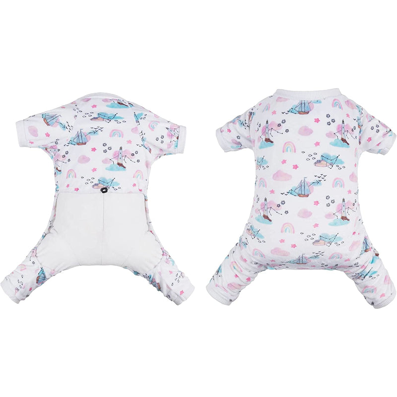 Dog Pajamas Clothes Soft Onesie For Small Dogs-Paw Print Pad