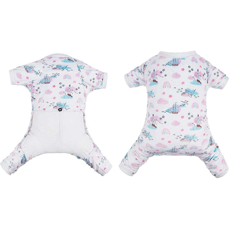 Dog Pajamas Clothes Soft Onesie For Small Dogs-Paw Print Pad