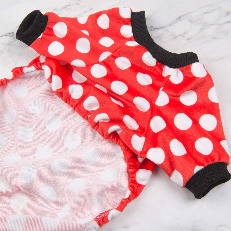 Pajamas Dots Dog Jumpsuit Pet Clothes Pajamas Puppy Clothes-Paw Print Pad