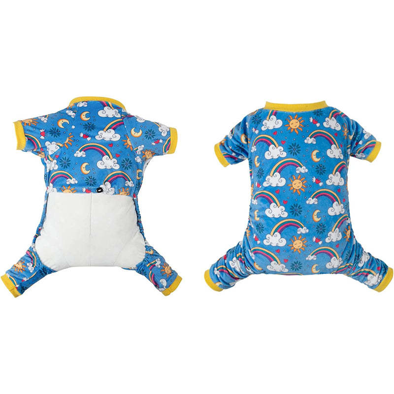 Large Dog Pajama Clothes Soft Pet Apparels-Paw Print Pad