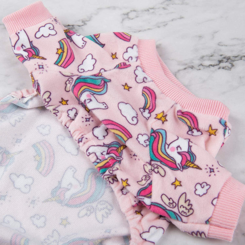 Dog Pajamas Pink Unicorn Jumpsuit Pet Clothes Pyjamas Puppy Clothes-Paw Print Pad