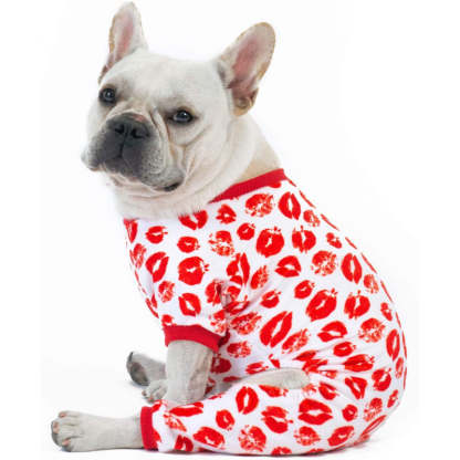 Dog Pajamas Valentines Day Soft Cat Apparel Puppy Pjs Onesies-Paw Print Pad
