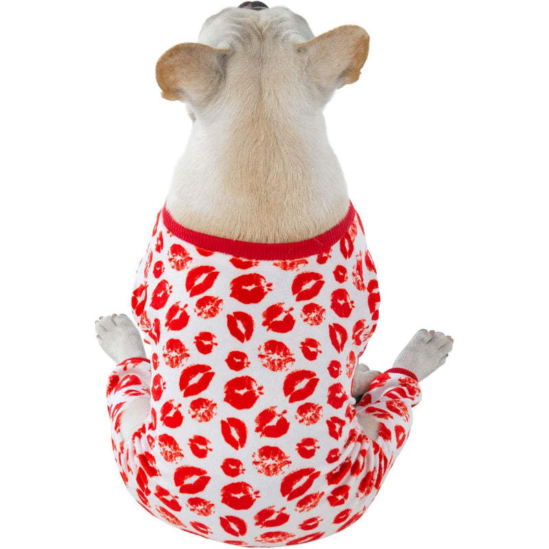 Dog Pajamas Valentines Day Soft Cat Apparel Puppy Pjs Onesies-Paw Print Pad
