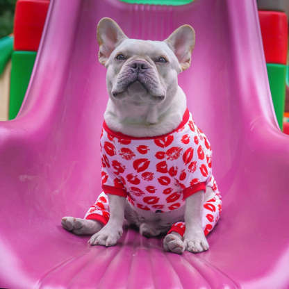 Dog Pajamas Valentines Day Soft Cat Apparel Puppy Pjs Onesies-Paw Print Pad