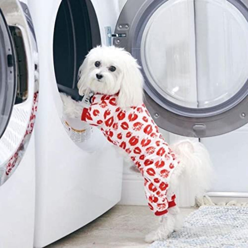 Dog Pajamas Valentines Day Soft Cat Apparel Puppy Pjs Onesies-Paw Print Pad