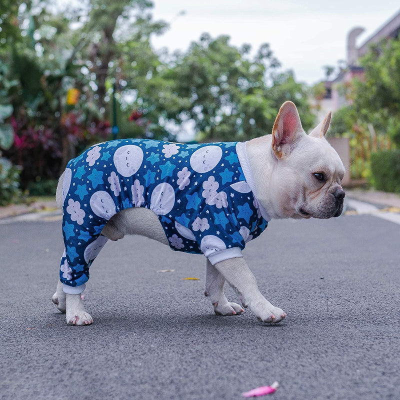 Large Dog Pajama Clothes Soft Cat Apparel-Paw Print Pad