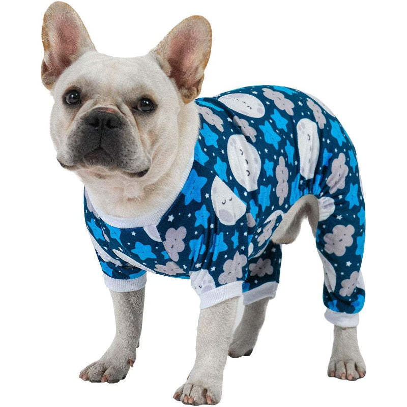 Large Dog Pajama Clothes Soft Cat Apparel-Paw Print Pad