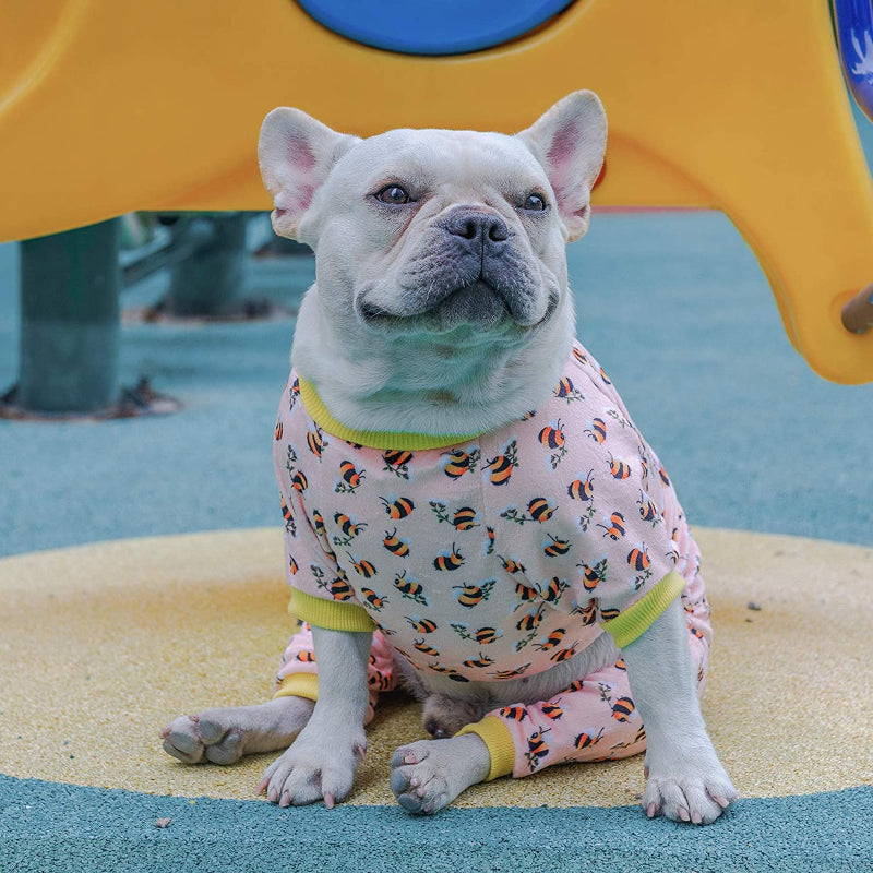 Dog Pyjamas For Small Dogs Clothes Soft Cat Apparel Puppy-Paw Print Pad