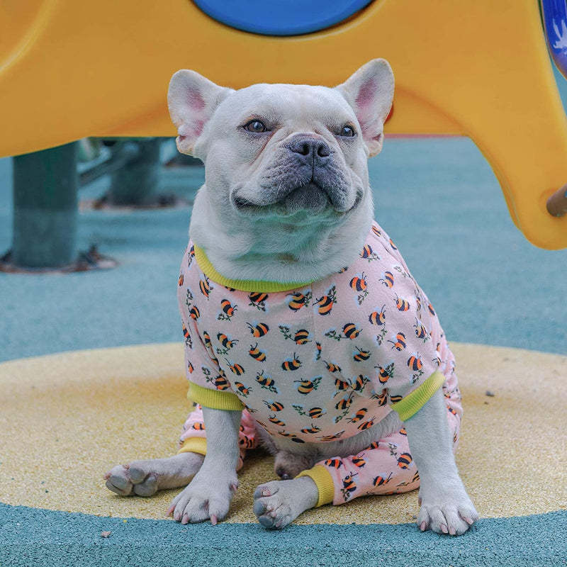 Dog Pyjamas For Small Dogs Clothes Soft Cat Apparel Puppy-Paw Print Pad