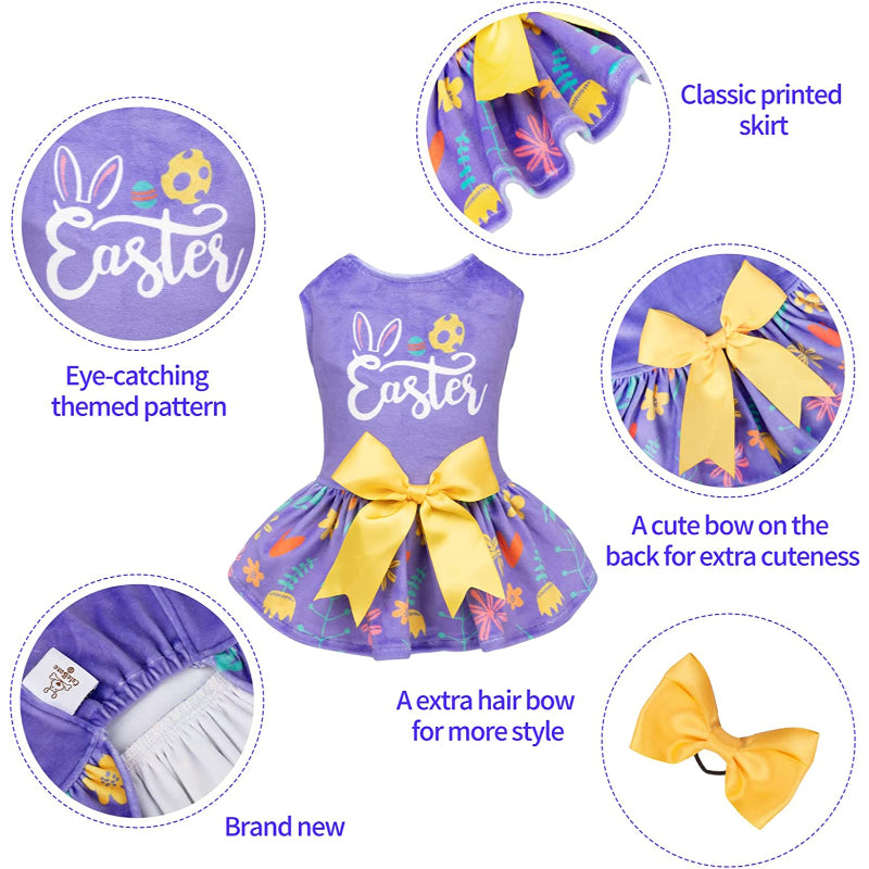 Green Dress Velvet For Small Dogs Girl Puppy Dresses Clover Dog Clothes-Paw Print Pad