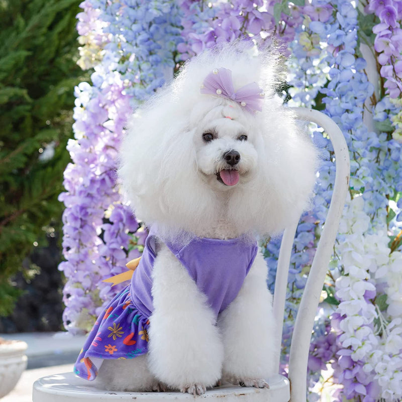 Green Dress Velvet For Small Dogs Girl Puppy Dresses Clover Dog Clothes-Paw Print Pad