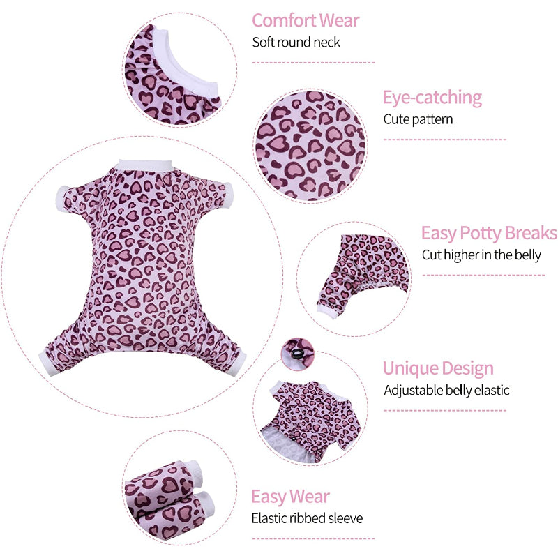 Leopard Print Dog Pajamas Soft Puppy Pjs For Small Dogs-Paw Print Pad