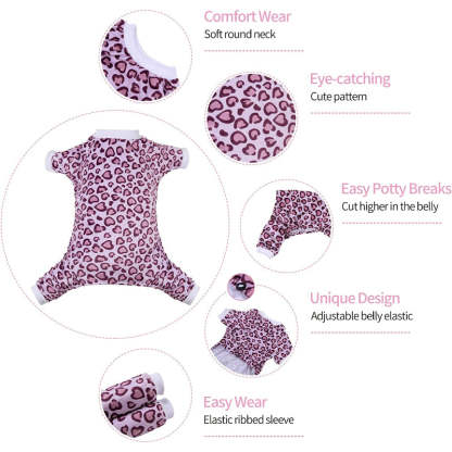 Leopard Print Dog Pajamas Soft Puppy Pjs For Small Dogs-Paw Print Pad