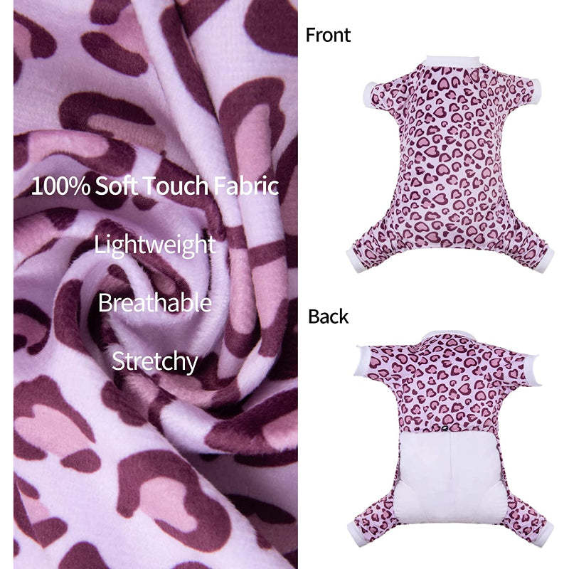 Leopard Print Dog Pajamas Soft Puppy Pjs For Small Dogs-Paw Print Pad