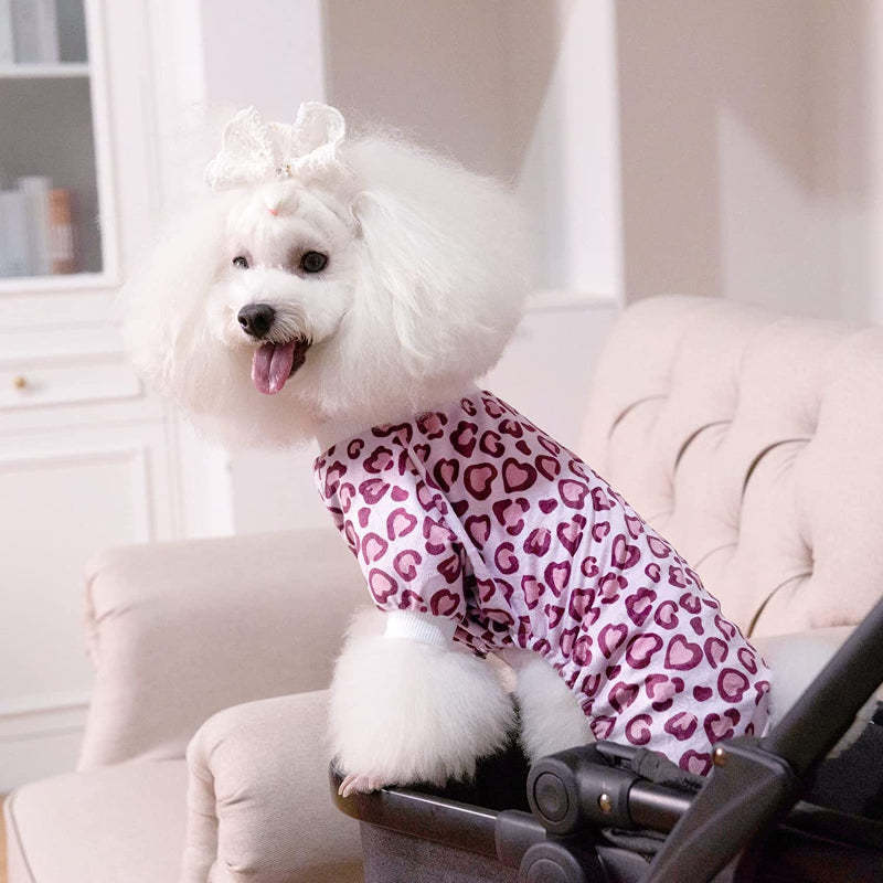 Leopard Print Dog Pajamas Soft Puppy Pjs For Small Dogs-Paw Print Pad