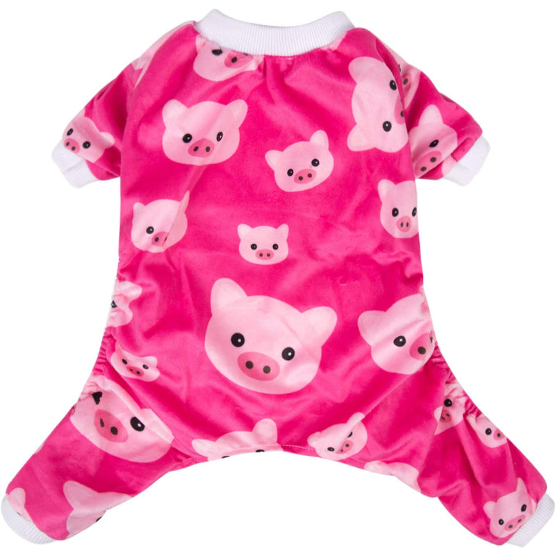 Pink Pig Dog Pajamas Cat Clothes Pet Pjs Onesie-Paw Print Pad