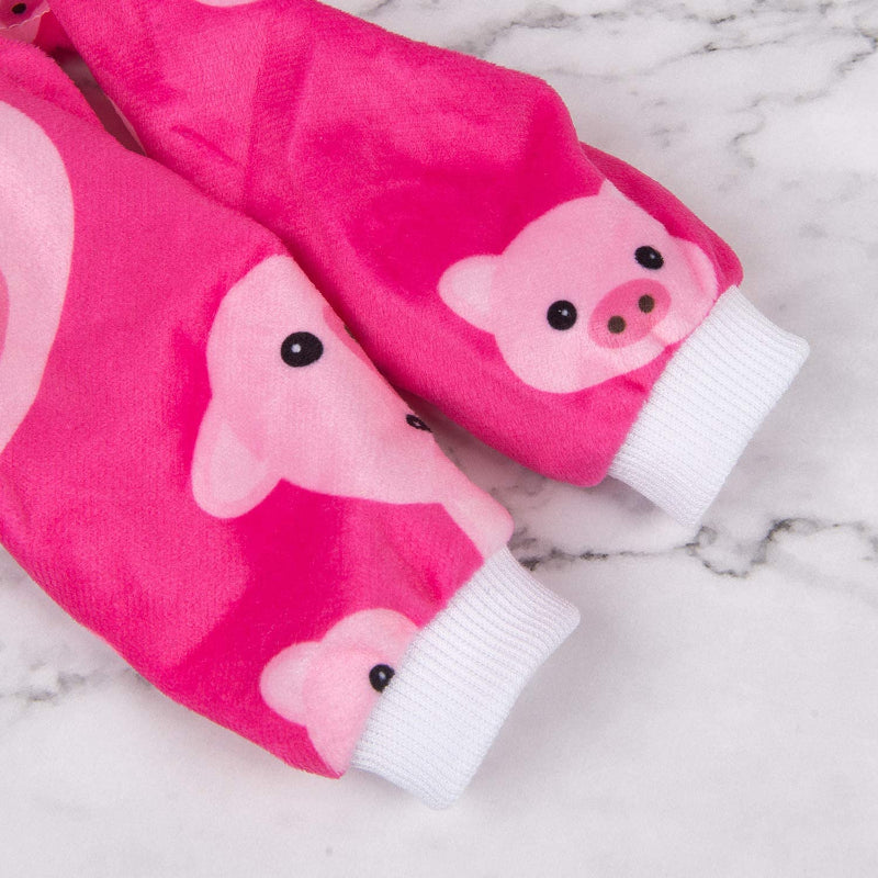 Pink Pig Dog Pajamas Cat Clothes Pet Pjs Onesie-Paw Print Pad