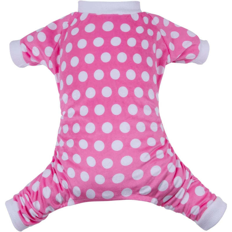Polkadot Dog Pajamas Pink Soft Puppy Pjs For Small Dogs-Paw Print Pad