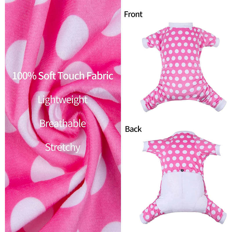 Polkadot Dog Pajamas Pink Soft Puppy Pjs For Small Dogs-Paw Print Pad