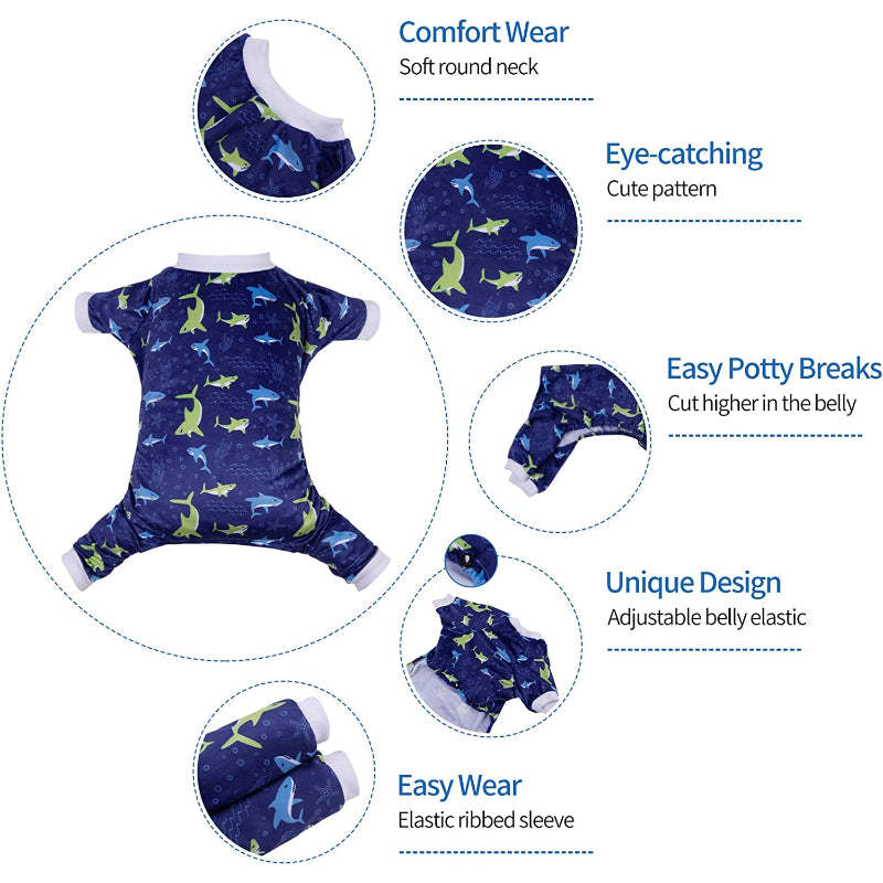 Large Dog Pajama Clothes Soft Pet Apparels-Paw Print Pad