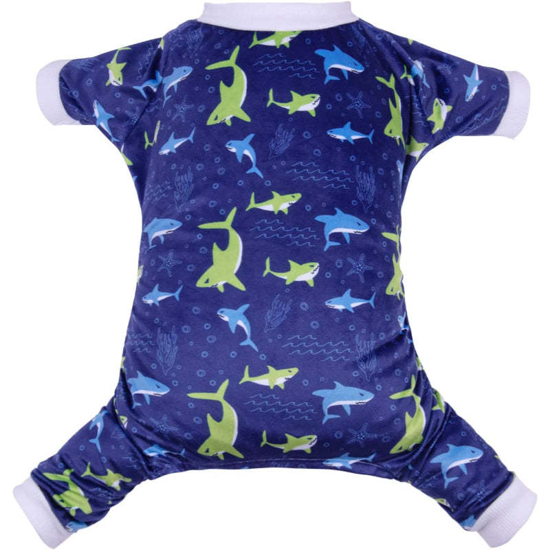 Large Dog Pajama Clothes Soft Pet Apparels-Paw Print Pad
