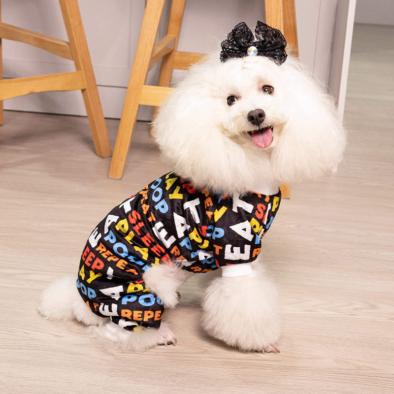 Large Dog Pajama Clothes Soft Pet Apparels-Paw Print Pad