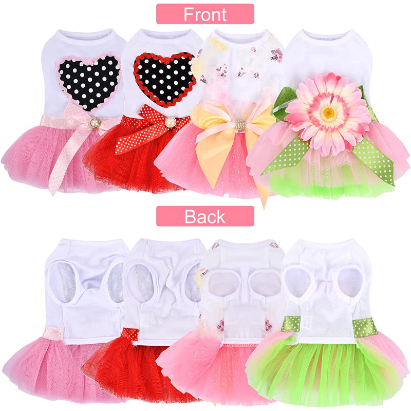 Small Dogs Girl 3 Pack Summer Puppy Clothes Outfit Apparel Female, Clothing Breathable Pet Dress-Paw Print Pad