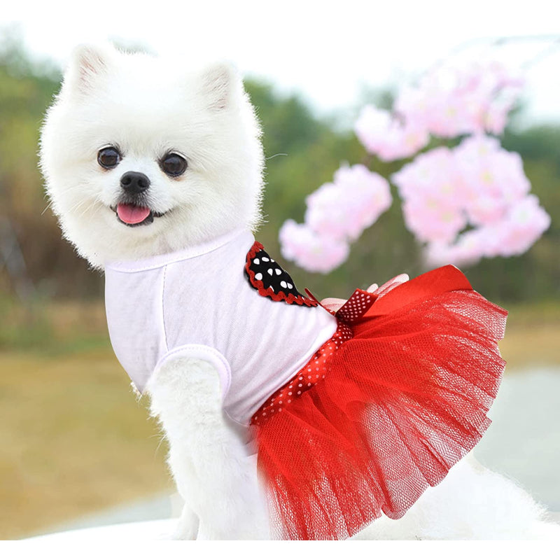 Small Dogs Girl 3 Pack Summer Puppy Clothes Outfit Apparel Female, Clothing Breathable Pet Dress-Paw Print Pad