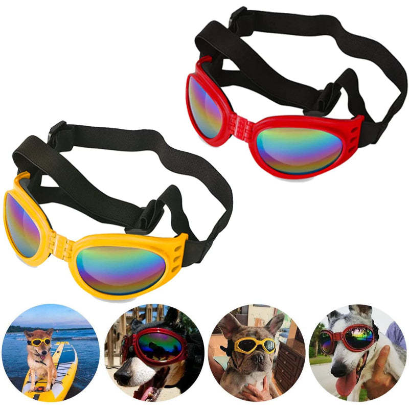 Dog Goggles Pet Sunglasses Adjustable Foldable Eye Wear UV Protection Windproof Polarized Sunglasses for Dogs About Over 15 lbs-Paw Print Pad