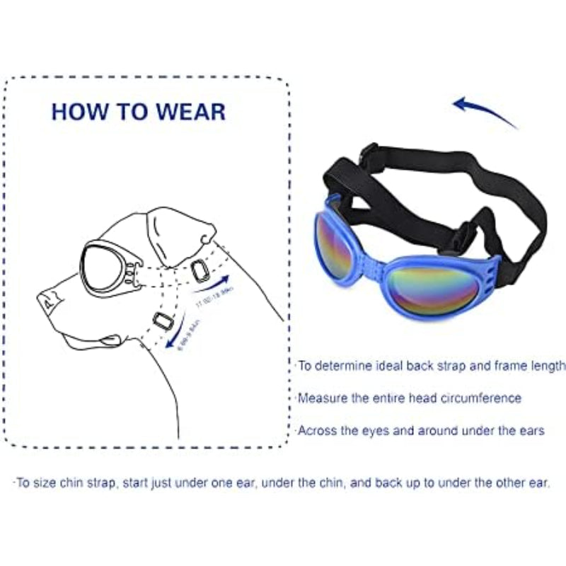 Dog Goggles Pet Sunglasses Adjustable Foldable Eye Wear UV Protection Windproof Polarized Sunglasses for Dogs About Over 15 lbs-Paw Print Pad