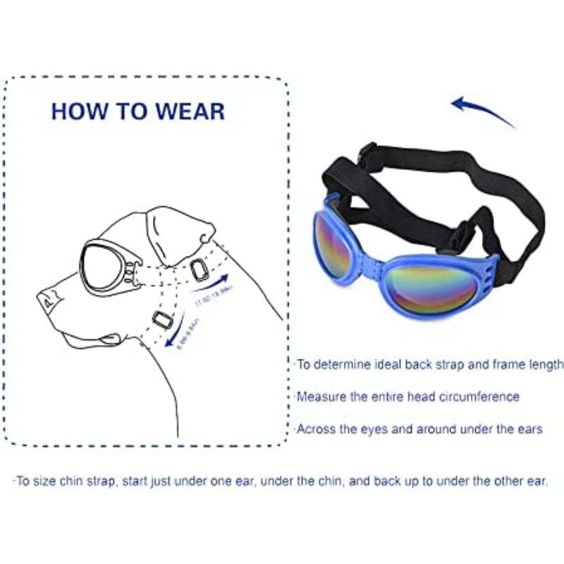 Dog Goggles Pet Sunglasses Adjustable Foldable Eye Wear UV Protection Windproof Polarized Sunglasses for Dogs About Over 15 lbs-Paw Print Pad