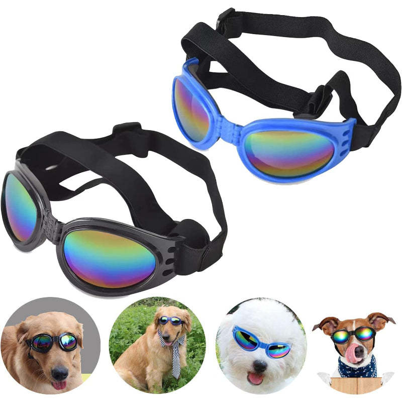 Dog Goggles Pet Sunglasses Adjustable Foldable Eye Wear UV Protection Windproof Polarized Sunglasses for Dogs About Over 15 lbs-Paw Print Pad