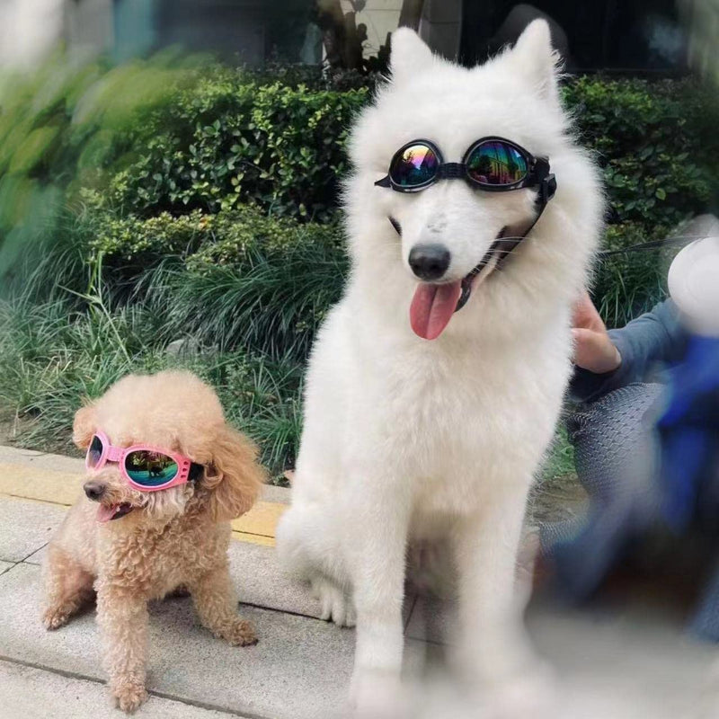 Dog Goggles Pet Sunglasses Adjustable Foldable Eye Wear UV Protection Windproof Polarized Sunglasses for Dogs About Over 15 lbs-Paw Print Pad