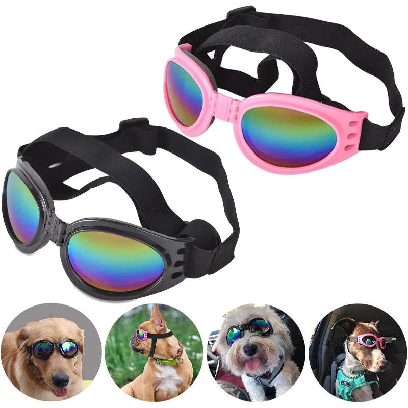 Dog Goggles Pet Sunglasses Adjustable Foldable Eye Wear UV Protection Windproof Polarized Sunglasses for Dogs About Over 15 lbs-Paw Print Pad