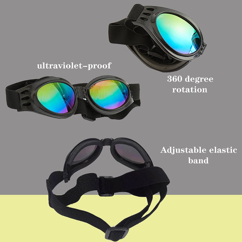 Dog Goggles Pet Sunglasses Adjustable Foldable Eye Wear UV Protection Windproof Polarized Sunglasses for Dogs About Over 15 lbs-Paw Print Pad