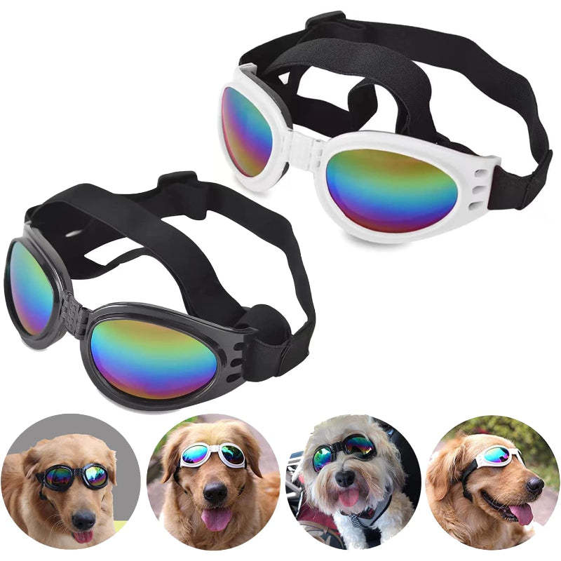 Dog Goggles Pet Sunglasses Adjustable Foldable Eye Wear UV Protection Windproof Polarized Sunglasses for Dogs About Over 15 lbs-Paw Print Pad