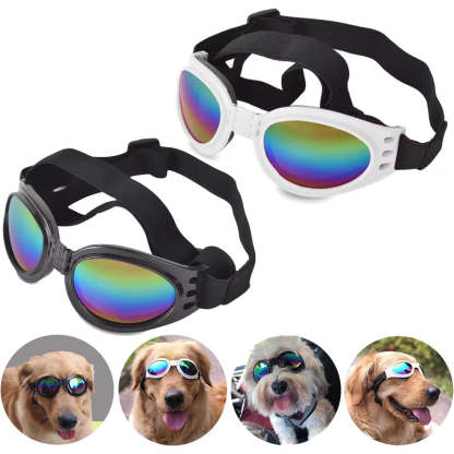 Dog Goggles Pet Sunglasses Adjustable Foldable Eye Wear UV Protection Windproof Polarized Sunglasses for Dogs About Over 15 lbs-Paw Print Pad