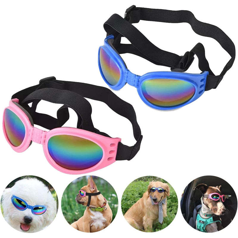 Dog Goggles Pet Sunglasses Adjustable Foldable Eye Wear UV Protection Windproof Polarized Sunglasses for Dogs About Over 15 lbs-Paw Print Pad