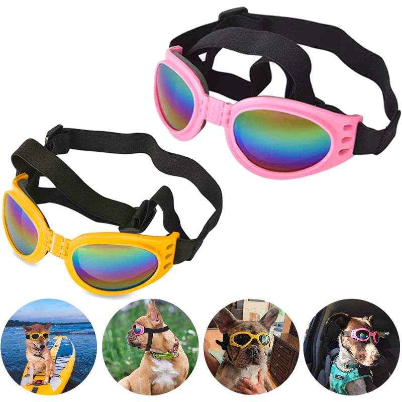 Dog Goggles Pet Sunglasses Adjustable Foldable Eye Wear UV Protection Windproof Polarized Sunglasses for Dogs About Over 15 lbs-Paw Print Pad