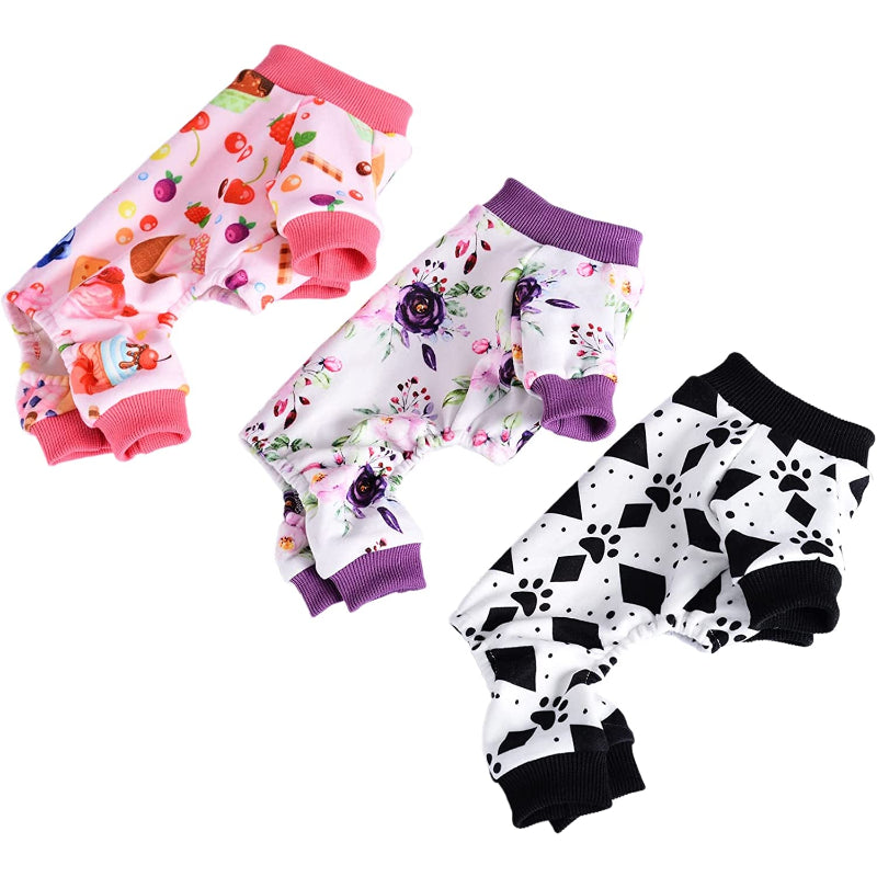 Dog Pajamas Jumpsuit For Small Dogs, Chihuahua Pajamas, Warm Tiny Dog Clothes Outfit-Paw Print Pad